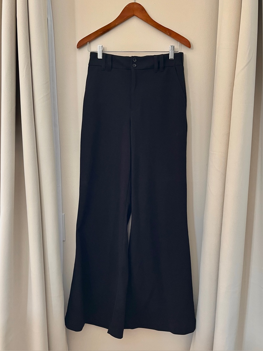 REWASH Black Wide Leg Pants Size M Stretch Flowy High Rise Career Casual